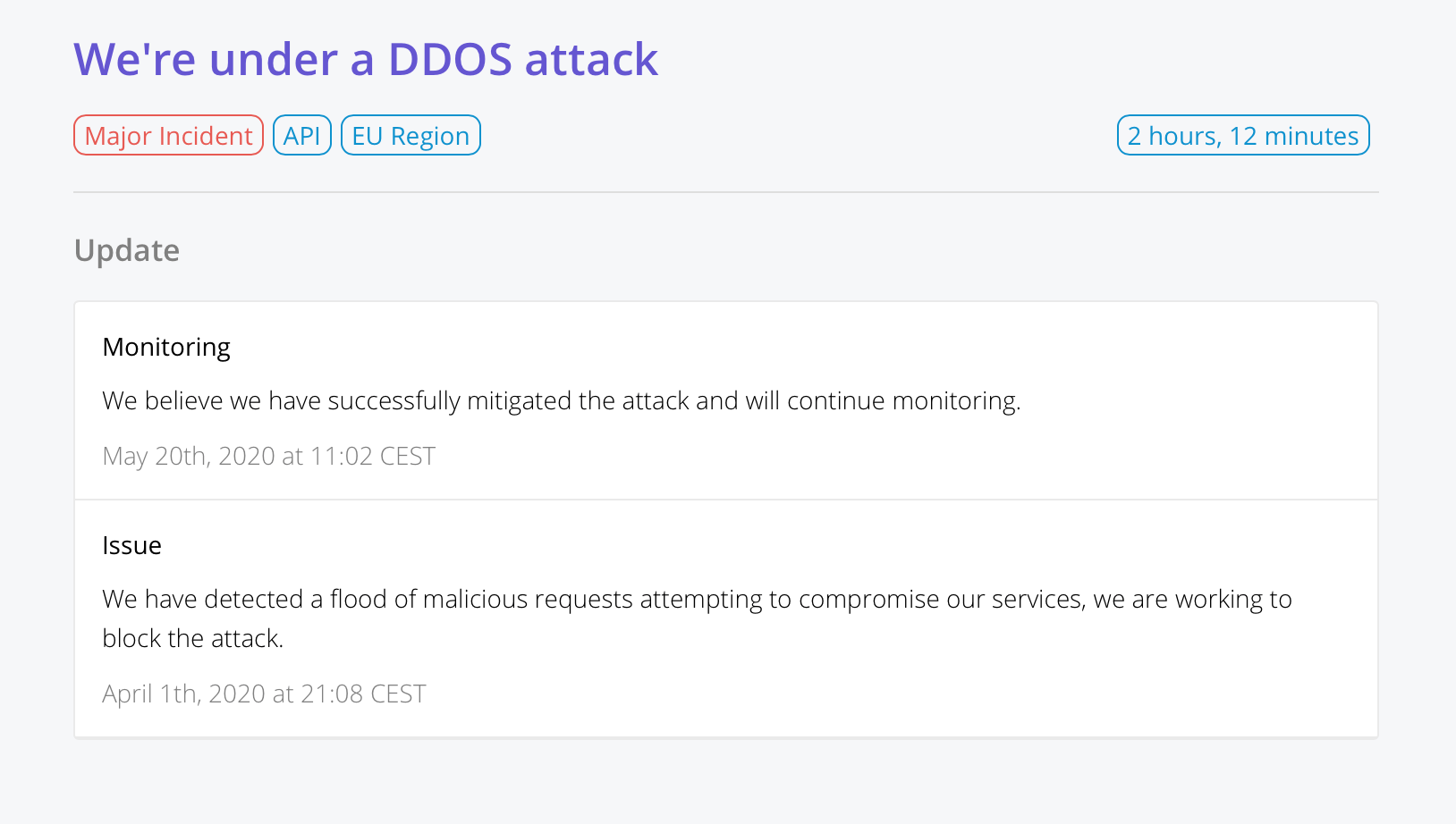Status page incident example
